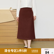 獨束【雙旦系列】法式復古大碼胖MM套裝紅色蕾絲拼接馬甲兩件套 紅棕色（半裙） M (尺碼：1) (尺碼：1)