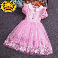 G.duck冰雪奇緣愛(ài)莎公主裙女童長(cháng)袖連衣裙春秋兒童艾莎洋氣裙子2025春季 粉色短-袖 120