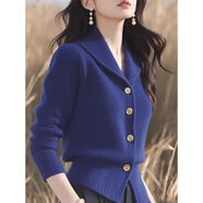 AEMAPE2025獨特針織開(kāi)衫上衣時(shí)尚翻領(lǐng)藍色毛衣針織衫洋氣毛衣女 藍色 【款】 L 110-120斤