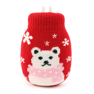 山頭林村硅膠熱水袋注冰水冷敷微波加熱便攜可愛暖手袋卡通迷你寶寶暖手寶 320ML紅色圍巾熊硅膠套裝