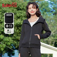 班尼路（Baleno）高腰喇叭褲女2025春秋季松緊腰微喇休閑長(cháng)褲時(shí)尚黑色馬蹄褲