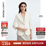 朗姿三醋酸Basic衣櫥白色女士小西裝外套夏新款西服明星同款 米白色3 M