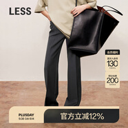 LESS春秋復(fù)古優(yōu)雅微喇褲女綿羊毛時(shí)尚簡約休閑微喇叭褲2O7E10220 046鑄鐵灰 S