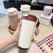 TIGER保溫杯高顏值女生學(xué)生禮物雙飲吸管水杯子便攜車(chē)載保冷咖啡杯 紅色杯子+掛繩+隨機1個(gè)配件+膠片