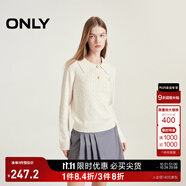 ONLY秋冬含羊毛學院風套頭翻領(lǐng)寬松針織衫女|124313028 A43 奶油白色 S (160) 80A