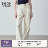 Teenie Weenie小熊女裝秋季簡(jiǎn)約休閑松弛闊腿褲長(zhǎng)褲時(shí)尚韓版寬松褲 白色 L (170)