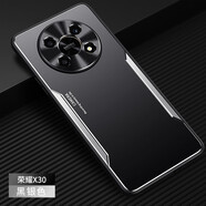 尚幸 適用于榮耀X30手機殼榮耀X30金屬殼鋁合金背板磨砂鏡頭全包四角防摔防指紋商務(wù)手機保護殼套男 黑銀【金屬刀鋒 榮耀X30】