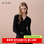 AIVEI欣賀艾薇2025秋季半拉鏈針織衫極簡風內(nèi)搭外穿針織XRV5513B 黑色 S