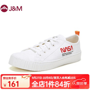 快樂瑪麗J&M 情侶鞋2021春夏新品 休閑鞋NASA聯(lián)名純色印花低幫帆布鞋情侶款 051 白色 男40