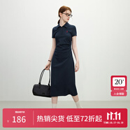 范思藍(lán)恩天才少女學(xué)院風(fēng)polo連衣裙女2025夏新款長款收腰裙子2179 藏青色 M