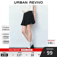 UR秋季新款女裝時(shí)尚學(xué)院風(fēng)壓褶廓形短裙半裙UWU540063 黑色 S