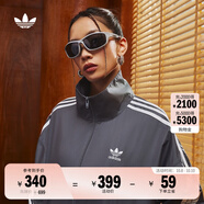 adidas情侶款復(fù)古風(fēng)梭織立領(lǐng)夾克外套男女秋季阿迪達(dá)斯官方三葉草 深灰 L