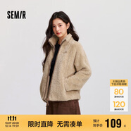 森馬（Semir）外套女插肩袖珊瑚絨仿羊羔毛2024冬季立領(lǐng)寬松夾克109724108003