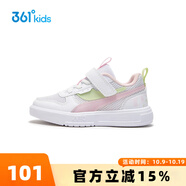 361°童鞋女童滑板鞋2025夏季新款小童網(wǎng)面透氣魔術(shù)貼休閑鞋 361度白/嬰兒粉色 31