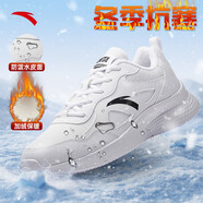 安踏加絨男鞋運動(dòng)棉鞋男士冬季皮面防潑水緩震軟底輕便保暖跑步白鞋子 【加絨-防潑水皮面】安踏白/黑-14 44