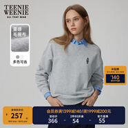 Teenie Weenie小熊秋季簡約圓領套頭衛(wèi)衣學院風短款上衣休閑時尚女 淺灰色 M (165)