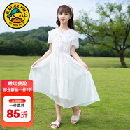 G.DUCKKIDS小黃鴨女童連衣裙夏裝兒童雪紡裙子中大童娃娃領(lǐng)公主裙女孩長裙 白色 150 尺碼11~12歲【140-150cm】