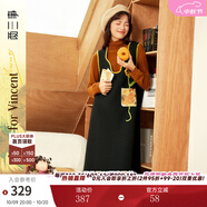 兩三事針織連衣裙女秋冬季復古無袖中長款裙子背心裙梵高兀自生長 黑色-y M
