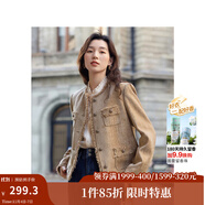 茵曼（INMAN）法式小香風(fēng)短外套秋冬女長袖洋氣小個(gè)子休閑夾克上衣 淺駝色 XL