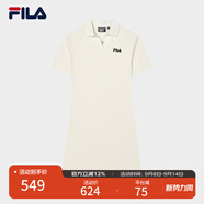 FILA 斐樂官方女子針織連衣裙時尚修身POLO領短袖裙子 茭白-IV M (165) 84A