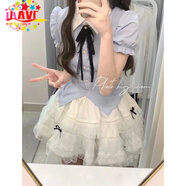 JAVC韓系甜美減齡小清新撞色POLO領(lǐng)襯衣高腰設計感蓬蓬裙套裝裙夏季女 襯衣+短裙【送蝴蝶結】 L 建議 100-110斤