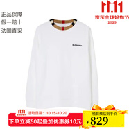 博柏利（BURBERRY）現(xiàn)貨sale 男士白色棉質(zhì)圓領(lǐng)長袖T恤80751881 白色 XL