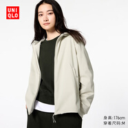 優(yōu)衣庫女裝防風(fēng)拉鏈連帽外套/內(nèi)里搖粒絨戶外防水472150 01 乳白色 M /160/84A