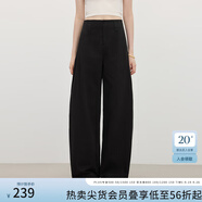 范思藍恩天絲休閑闊腿彎刀褲女2025夏季新款設計感低腰褲子2838 黑色 XL