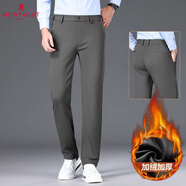 夢(mèng)特嬌（MONTAGUT）冬季加絨加厚休閑褲男2025新款秋冬款直筒西褲中年爸爸商務(wù)長(cháng)褲子 灰褐色 加絨 29 【腰圍2尺2適合110斤左右】