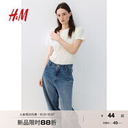 H&M女裝T恤2025秋季新款圓領(lǐng)美式休閑簡(jiǎn)約寬松棉質(zhì)短袖上衣1270848 白色 S 160/88