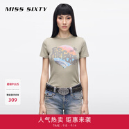MISS SIXTY【安心品質(zhì)】2025春季新款短袖T恤女圓領(lǐng)印花時(shí)尚百搭 卡其 S