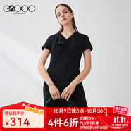 G2000【酷爽面料】G2000女2025年春季新款V領(lǐng)蝴蝶結(jié)潮流氣質(zhì)包臀連身裙 黑色/99 M /36