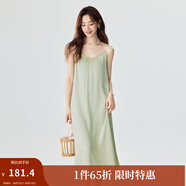 茵曼（INMAN）優(yōu)雅氣質(zhì)肌理感吊帶連衣裙2024夏季通勤高級感A字背心裙子 草綠色 M