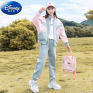 迪士尼（Disney）童裝女童套裝春秋款兒童衣服2025新款中大童女孩運(yùn)動(dòng)春裝兩件套 灰色 160 建議年齡12-14歲 身高150-160體重80-95斤
