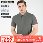 拉博夫桑蠶絲翻領(lǐng)短袖T恤2025夏季新品半袖上衣中年行政商務(wù)翻領(lǐng)polo衫 陽淺綠 S /46碼/165