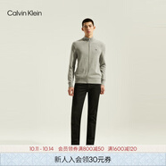 Calvin KleinJeans秋冬男女情侶中性休閑通勤ck刺繡立領(lǐng)拉鏈針織開衫外套毛衣 P2D-星灰 L