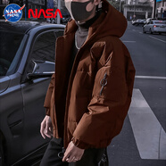 Colombass NASA潮牌羽絨服男冬季男士加厚短款潮流寬松連帽羽絨冬裝外套 焦糖色(升級款) （絨子含量90%） XL (建議130-145斤)