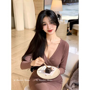 千子小姐 「韓漫S身材」顯瘦純欲秋冬德絨性感針織裙三色實(shí)穿主義 知性奶咖現貨秒發(fā) XS