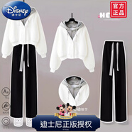 迪士尼（Disney）10歲女孩秋裝套裝11女童春秋13衣服12到15大童女裝2025新款初中生 白灰上衣+黑褲【10歲/11歲/12歲/ 150 (適合身高140-150cm 建議70-8