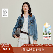 茵曼（INMAN）章若楠同款復(fù)古休閑短款牛仔外套長(zhǎng)袖上衣 牛仔藍(lán)-18538234 XL