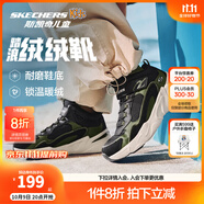 Skechers斯凱奇兒童秋冬休閑男女童二棉鞋輕質(zhì)加絨保暖靴405222L/302583L 男童/黑色/綠色/BKGR 31