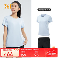 361°跑步運動套裝女士夏季衣服新款休閑短袖短褲兩件套662414001H-5