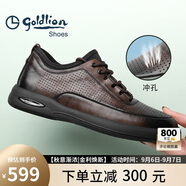 金利來(lái)（Goldlion）男鞋男士沖孔涼鞋透氣舒適耐磨休閑皮鞋G506230114CCD棕色43碼