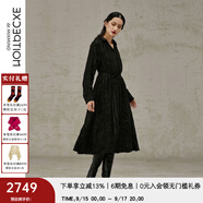 例外（EXCEPTION）新中式春秋款系帶浮雕提花設計寬松氣質(zhì)長(cháng)袖連衣裙 黑色/99 S