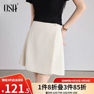 歐莎（OSA）休閑短褲女夏季高腰a字褲裙小個(gè)子通勤百搭顯瘦女褲 米白色 XS