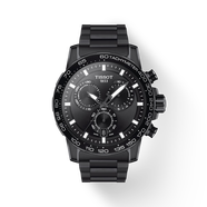 天梭（TISSOT）買(mǎi)手代購T-Sport系列男士三眼計時(shí)鋼帶藍寶石石英夜光手表黑騎士 T125.617.33.051.00 45.5mm