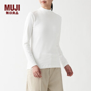 無(wú)印良品 MUJI 女式 彈力羅紋編織 半高領(lǐng)長(cháng)袖T恤 BBM02A1A 打底衫 白色 M