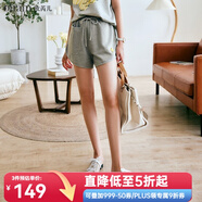 Olrain法式穿搭灰色休閑褲女夏季高腰闊腿運(yùn)動短褲 灰色 M 160/68A