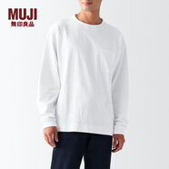 無印良品 MUJI 男式 粗棉線 天竺編織 口袋長袖T恤 衛(wèi)衣套頭 白色 2A XS