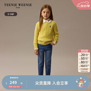 Teenie Weenie Kids小熊童裝秋冬款女童簡約加絨休閑牛仔鉛筆褲 中藍色 150 cm